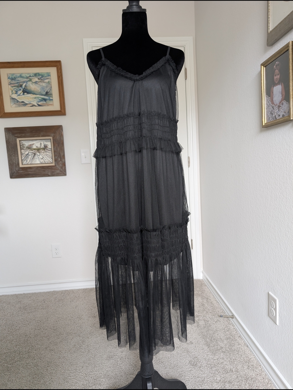 entro Black Sheer Maxi Slip Dress